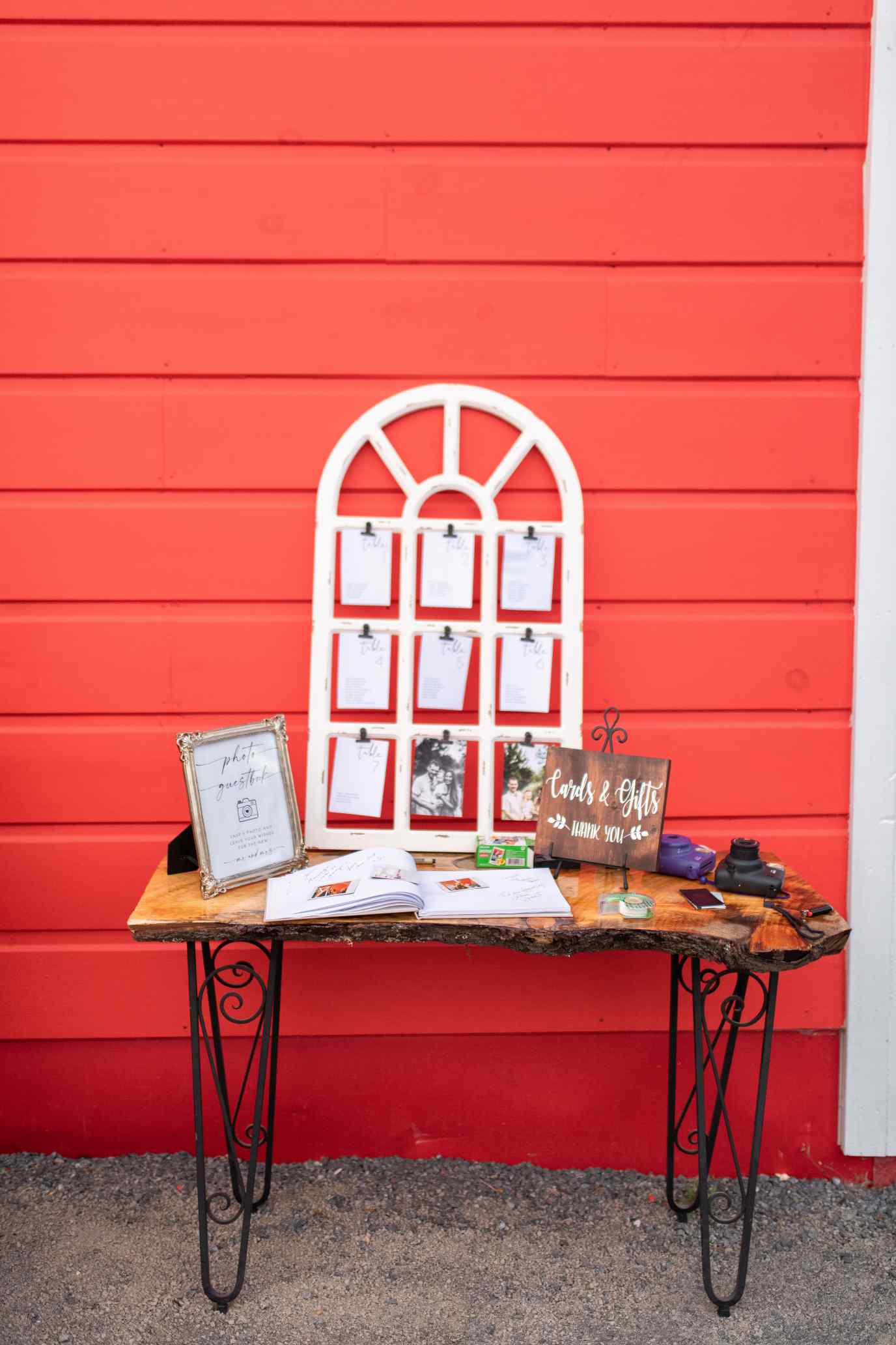 Barn interior with chandeliers
